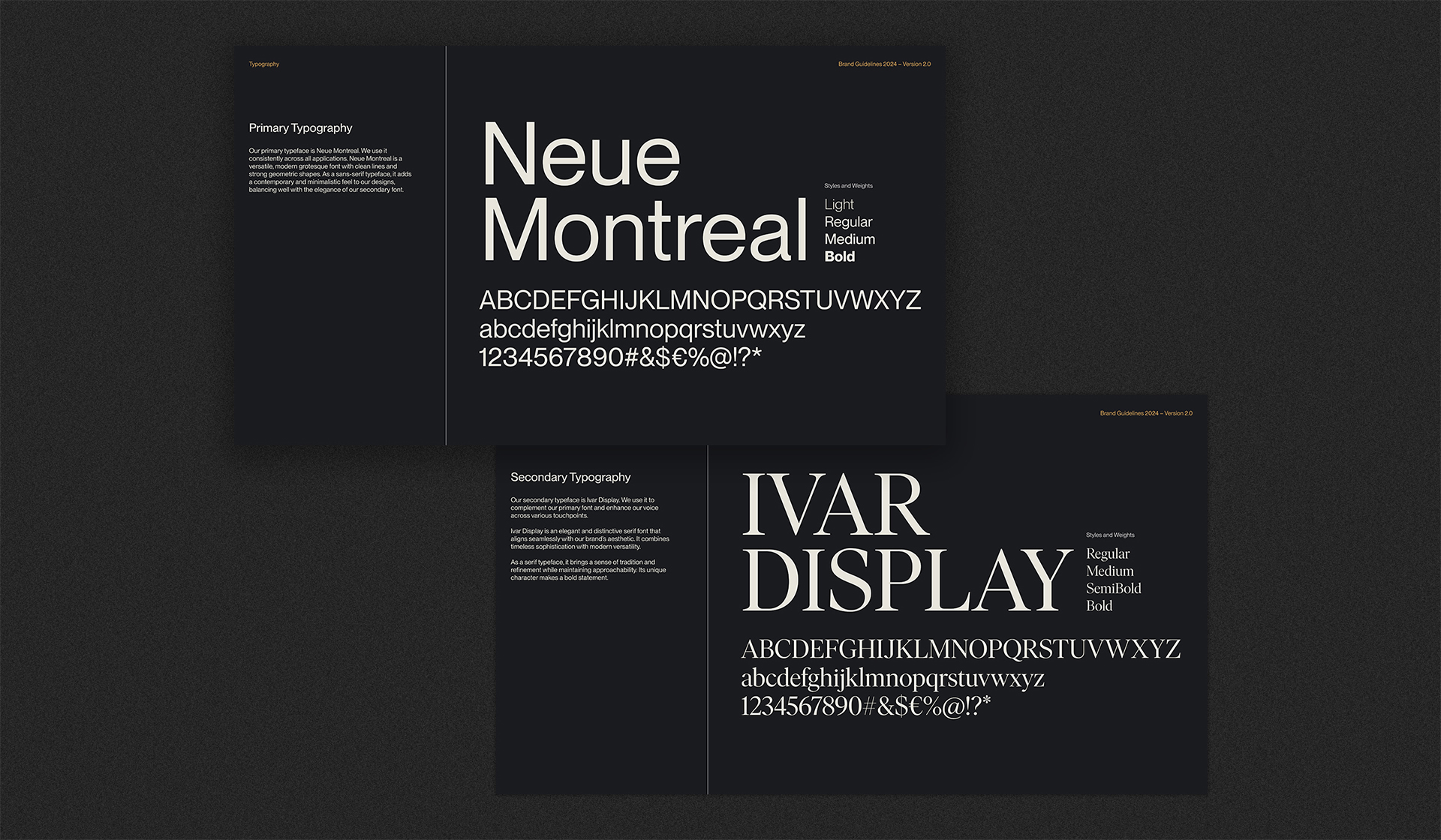 BLN24 typography system — Neue Montreal primary and Ivar Display secondary typefaces