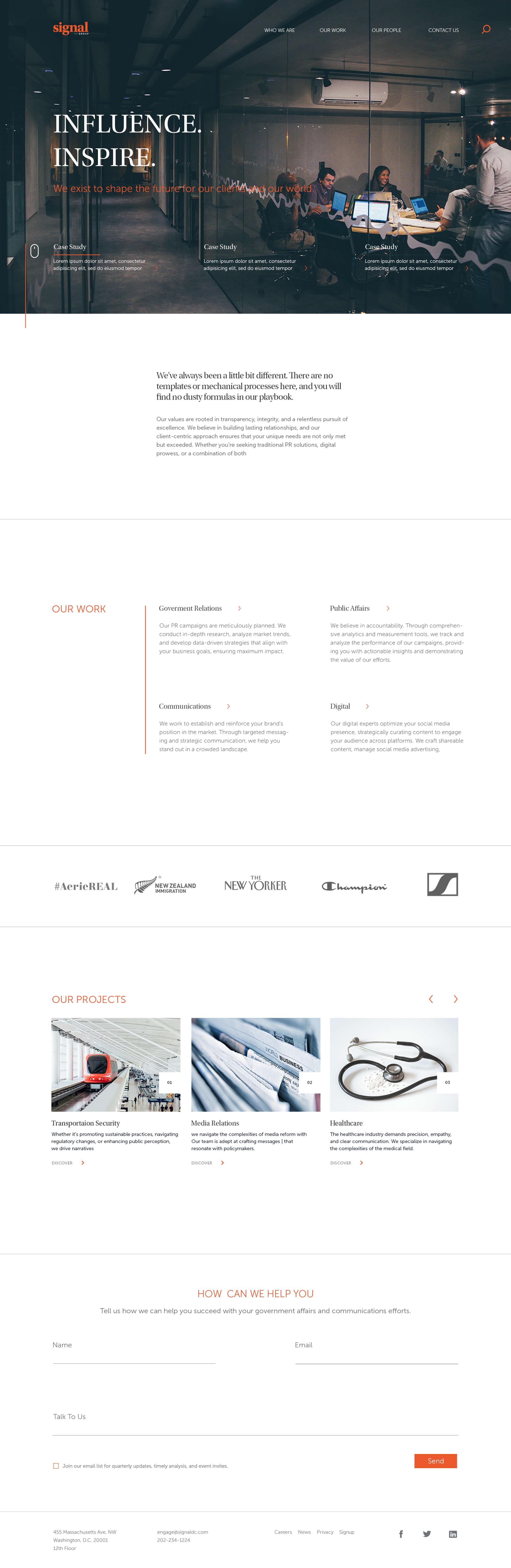 Signal website homepage — hero section and brand messaging