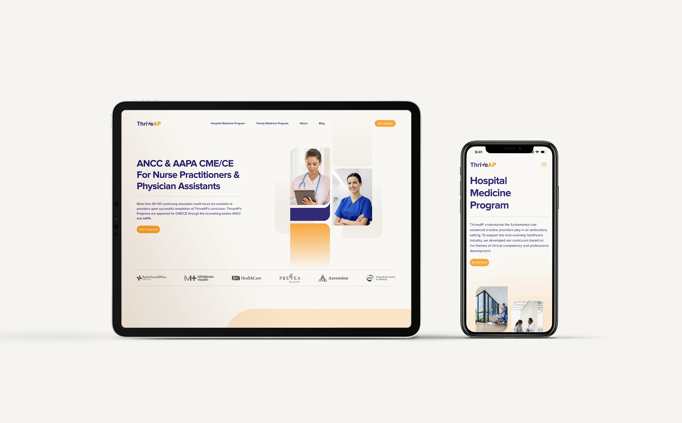 ThriveAP brand identity — cover mockup with logo and visual system