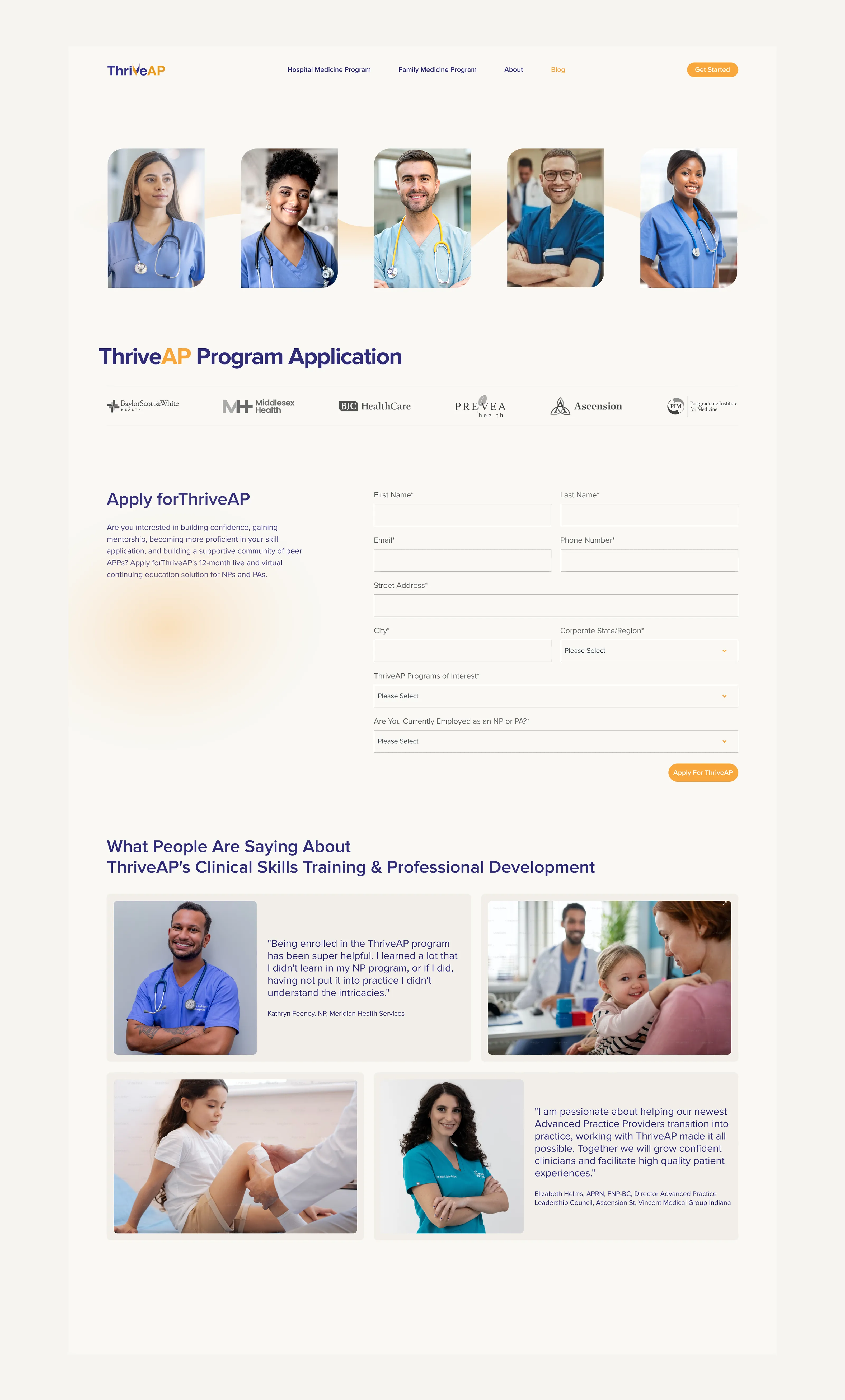 ThriveAP registration flow — multi-device mockup