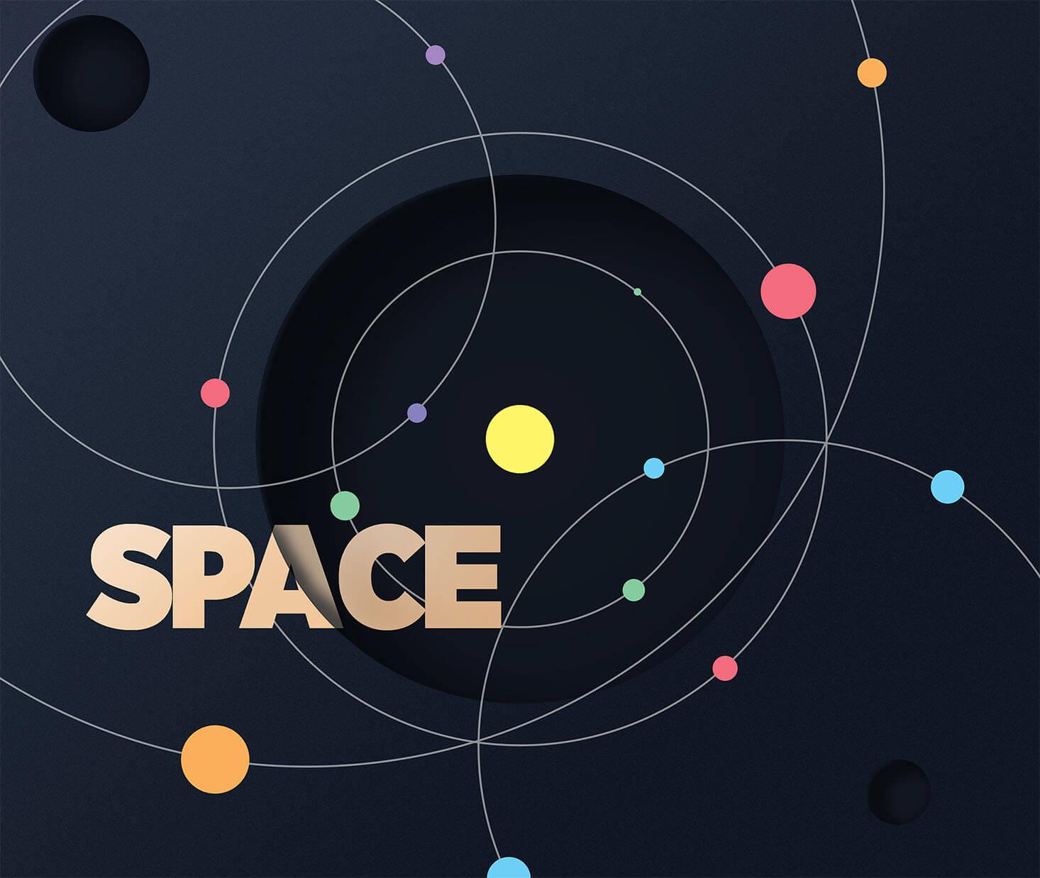 MODO creative direction — space themed typographic illustration